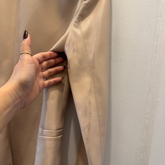 Alice + Olivia Macey Faux Beige Leather Blazer - Picture 12 of 15